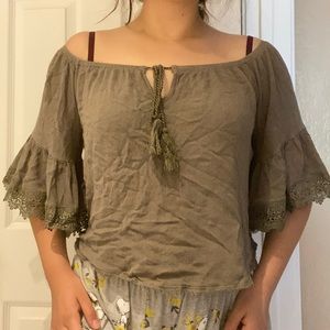 Green off the shoulder top